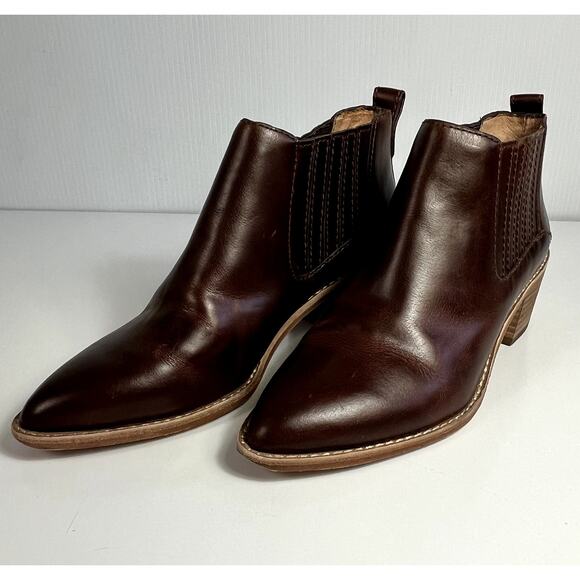 Madewell Chelsea Bonham Boots Size 6 Brown Pull On Pointed Toe Leather Booties - Picture 4 of 9